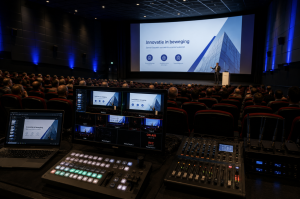 Bedrijfspresentatie in een bioscoopzaal